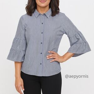 Worthington with bell sleeves butting down shirt - white and black